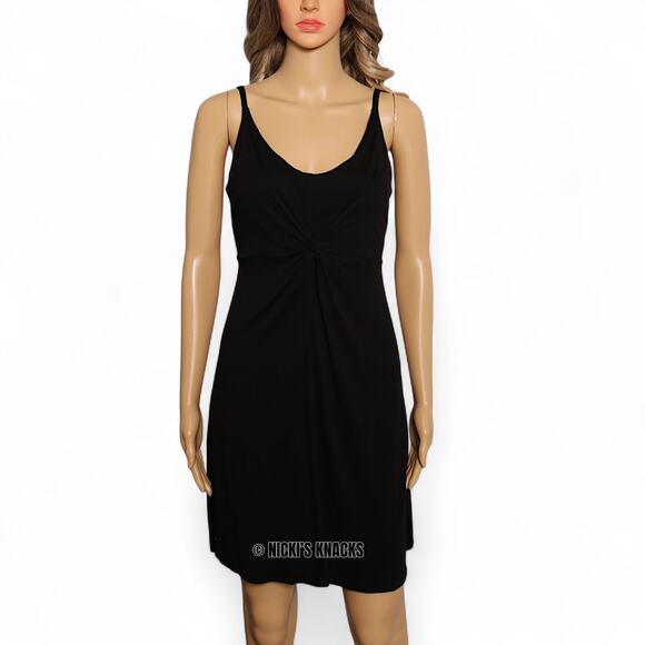 H&M Black Twist Front Knit Spaghetti Strap Sleeveless Casual Summer Dress Size M - Picture 2 of 9